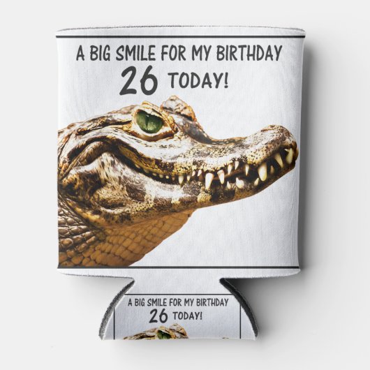 26e 'Birthday Alligator Smile' Blikjeskoeler (Voorkant)
