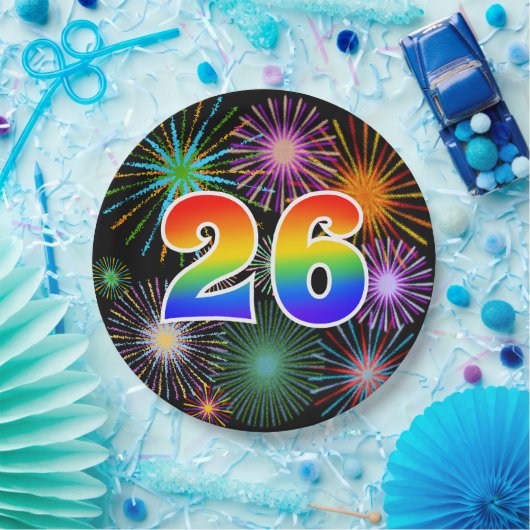 26e Evenement - Leuk, Kleurrijk, Vet, Regenboog 26 Papieren Bordje (Feest)