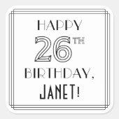 26E MAANDAG, Art Deco Style, aangepaste naam Vierkante Sticker (Voorkant)