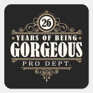 26e verjaardag (26 jaar in de pracht) vierkante sticker