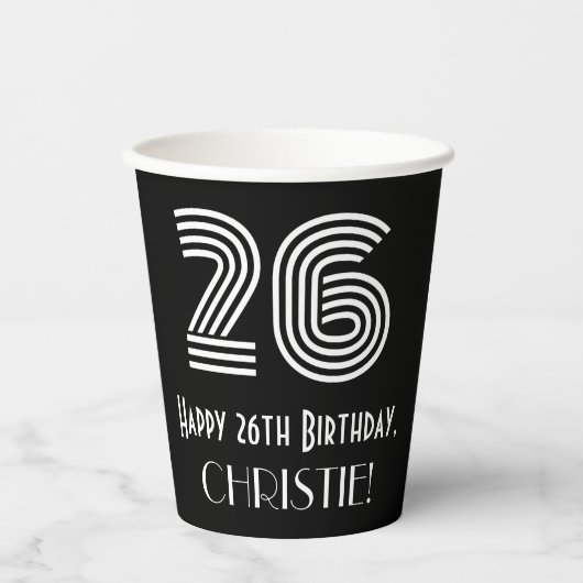 26e verjaardag — Art Deco Geïnspireerde look "26"  Papieren Bekers (Voorkant)