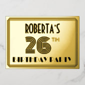 26e verjaardag — Art Deco Style "26" en naam Folie Uitnodiging (Voorkant)