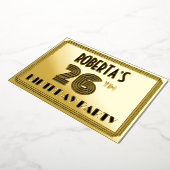 26e verjaardag — Art Deco Style "26" en naam Folie Uitnodiging (Gedraaid)