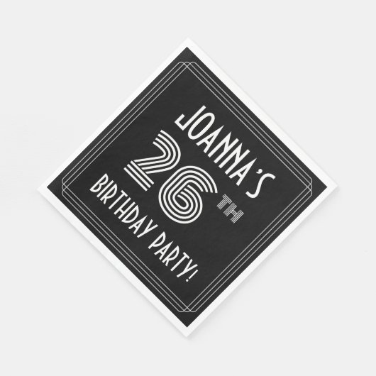 26e verjaardag: Art Deco Style + aangepaste naam Servet (Hoek)