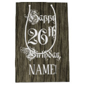 26e verjaardag: Fancy, Faux Wood Kijk + Aangepaste Medium Cadeauzakje (Voorkant)