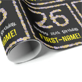 26e verjaardag: Floral Flowers Number, Custom Name Cadeaupapier (Rol Hoek)