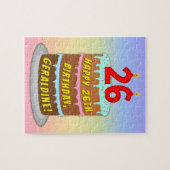 26e verjaardag: Fun Cake and Candles + Custom Name Legpuzzel (Horizontaal)