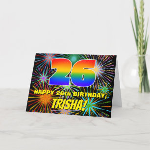 26e verjaardag: Fun, kleurrijk gevuurwerk Kaart