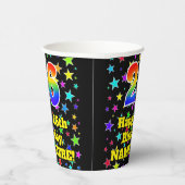 26e verjaardag: Fun Stars Pattern en Rainbow 26 Papieren Bekers (Rechts)