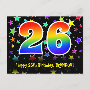 26e Verjaardag: Fun Sterren Patroon, Regenboog 26, Briefkaart