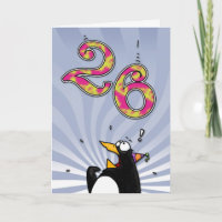 26e verjaardag - Penguin Surprise Kaart