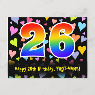 26e verjaardag: Pret Hartjes Patroon, Regenboog 26 Briefkaart