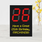 26e verjaardag: Rode digitale klokstijl "26" + naa Kaart (Gele Bloem)