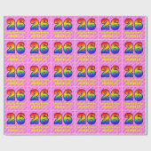 26e verjaardag: roze strepen & harten, regenboog # cadeaupapier (Vlak)