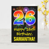 26e verjaardag: Vuurwerk Fun Pattern + Regenboog 2 Kaart (Gele Bloem)