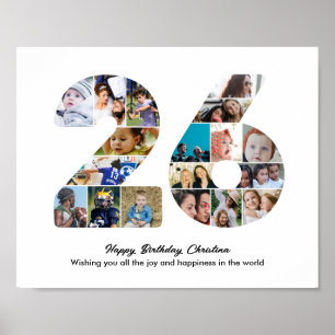 26e Verjaardagsfeest Nummer 26 Fotocollage Poster