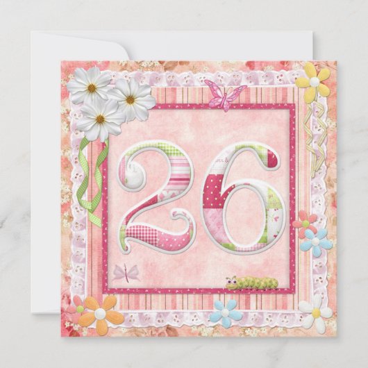 26e verjaardagsfeeststijl kaart (Voorkant)