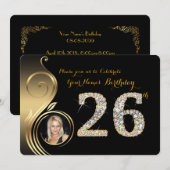 26ème, invitation d'anniversaire, diamant de (Devant / Derrière)
