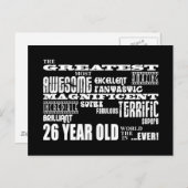 26ste verjaardag feest grootste zesentwintig jaar  uitnodiging briefkaart (Voorkant / Achterkant)