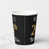 26th Birthday Party — Fancy Script, Faux Gold Look Papieren Bekers (Rechts)