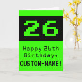 26th Verjaardag: Nerdy / Geeky Stijl "26" en Naam Kaart (Gele Bloem)