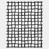 270215 Onregelmatige rechthoeken - wit op zwart Fleece Deken (Voorkant)