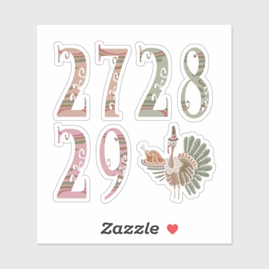 27 28 29 Turkey | Community Sharing of Blessings Sticker (Vel)