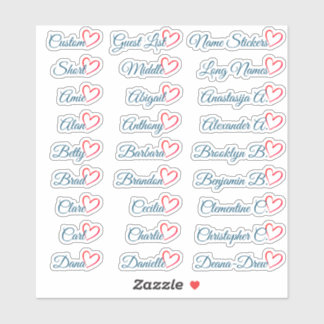 27 Aangepaste gastlijst namen blauw rood hart   Sticker