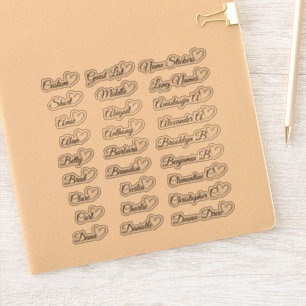 27 Aangepaste gastlijst namen grijs liefdeshart Sticker