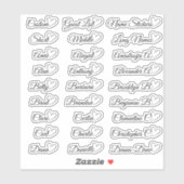27 Aangepaste gastlijstnamen Grijs liefdeshart   Sticker (Vel)