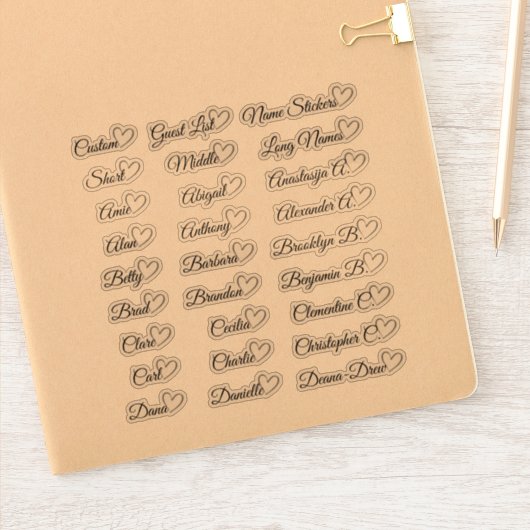 27 Aangepaste gastlijstnamen Grijs liefdeshart   Sticker (Notitieboek)