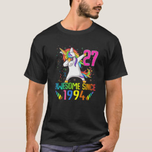 27 jaar oude 27e verjaardag Unicorn Dabbing Girl P T-shirt