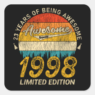 27 jaar oude Bday Retro Geweldige 27e verjaardagsc Vierkante Sticker