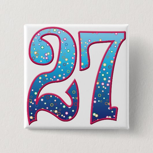 27 Leeftijd Vierkante Button 5,1 Cm (Voorkant)