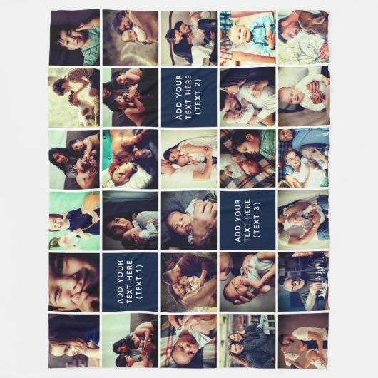 27-Photo Collage Custom Text Fleece Blanket (L) (Voorkant)