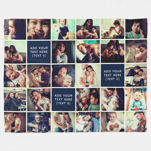 27-Photo Collage Custom Text Fleece Blanket (L) (Voorkant (Horizontaal))