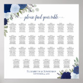 27 Tableau Bleu Roses Élégant Mariage Seating Char (Devant)