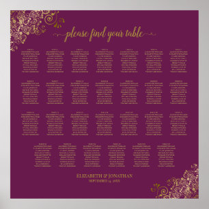 27 Tableau Mariage Sièges Cassis Purple Gold