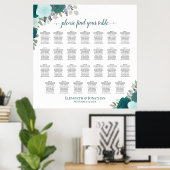 27 Tafel Turquoise Rozen Elegant Trouw Stoelen Pla Poster (Thuiskantoor)