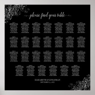 27 Tafel-weddenschapskaart Silver Frills Black Poster
