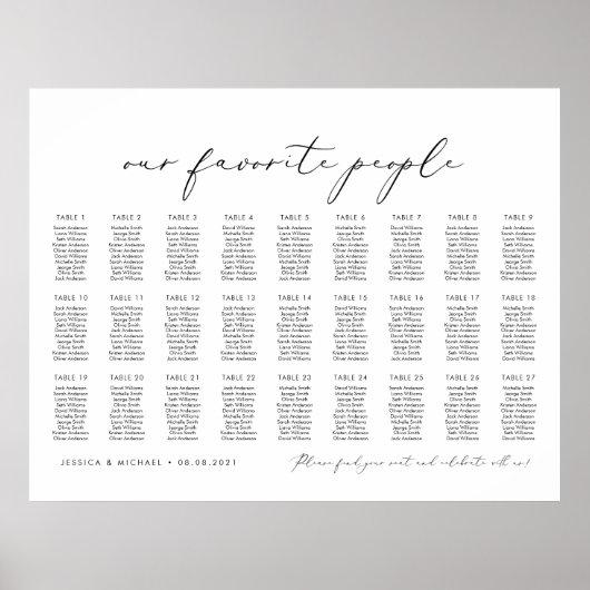 27 Tafels Onze favoriete Mensen Zitschema Plan Poster (Voorkant)