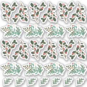 27 x Stickers de Noël Botanique Classique