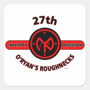 27E INFANTERIEDIVISIE "O'RYAN'S ROUGHNECKS" VIERKANTE STICKER