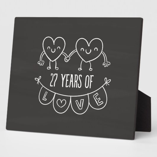 27e Jubileum Gift Chalk Hearts Fotoplaat (Zijkant)