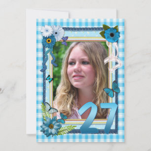 27e uitnodiging voor verjaardagsfeest op foto
