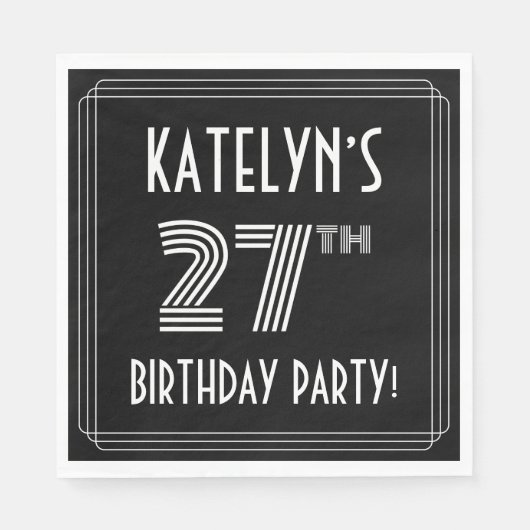 27e verjaardag: Art Deco Style + aangepaste naam Servet (Voorkant)