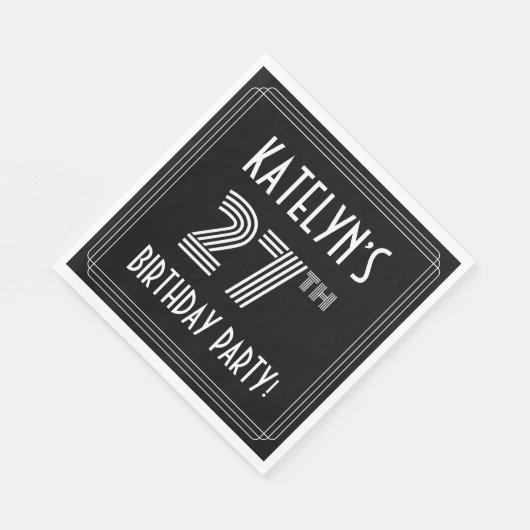 27e verjaardag: Art Deco Style + aangepaste naam Servet (Hoek)