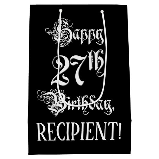 27e verjaardag: Fancy, elegant script + aangepaste Medium Cadeauzakje (Achterkant)