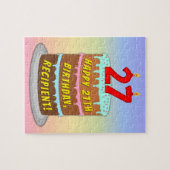 27e verjaardag: Fun Cake and Candles + Custom Name Legpuzzel (Horizontaal)