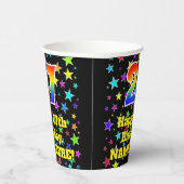 27e verjaardag: Fun Stars Pattern en Rainbow 27 Papieren Bekers (Rechts)